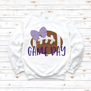Football Bow Faux Applique Purple Digital File JPG PNG