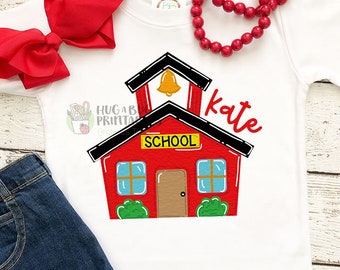 School House Clipart Artwork Transfer Sublimation Digital File