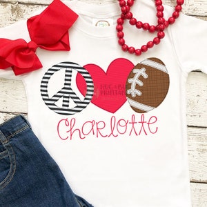 Peace Love Football Faux Applique Digital File JPG PNG
