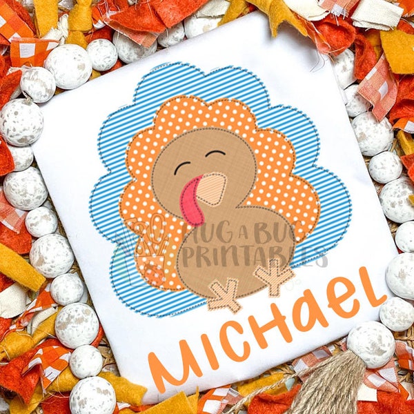 Fluffy Turkey Faux Applique Digital File JPG PNG