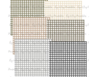 Neutral Gingham Square Faux Applique Background Clipart Artwork Transfer Sublimation Digital File