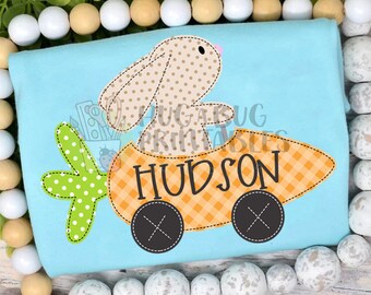 Bunny Carrot Car Faux Applique Digital File JPG PNG