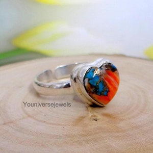Spiny Oyster Turquoise Ring, Handmade Ring, Turquoise Ring, 925 Sterling Silver, Gemstone Ring, Boho Ring, Gift For Her, Valentine Gift