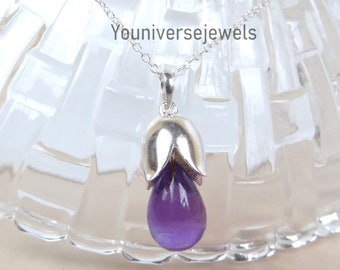 Amethyst Pendants, Handmade Pendant, 925 Sterling Silver Pendant, Drop Shape Pendant, Gemstone Pendant, Unique Pendant, Gift For Her