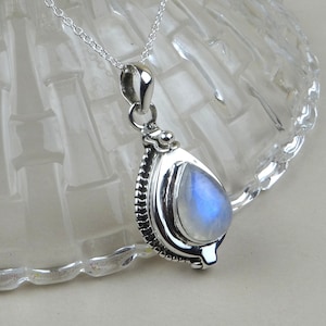 Natural Rainbow Moonstone Poison Pendant, Solid 925 Sterling Silver Box Pendant, Handmade Pendant- Gift for Mom- Unique Poison Box Pendant
