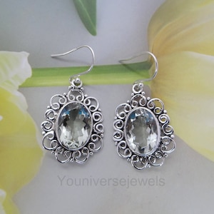 Green Amethyst Earrings, 925 Sterling Silver Earring, Handmade Gemstone Earring, Prasiolite Earrings, Dangle Earrings, Unique Jewelry