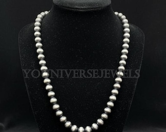 8mm Southwestern Bead Necklace, 925 Sterling Silver Jewelry, Gift For Her
