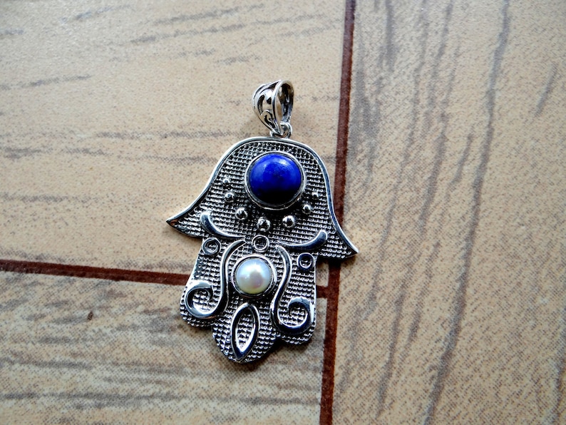 Natural LAPIS LAZULIPEARL PendantHealing PendantGraceful Hand Made Pendant925 Sterling Silver JewelryNatural Stone PendantBoho Pendant