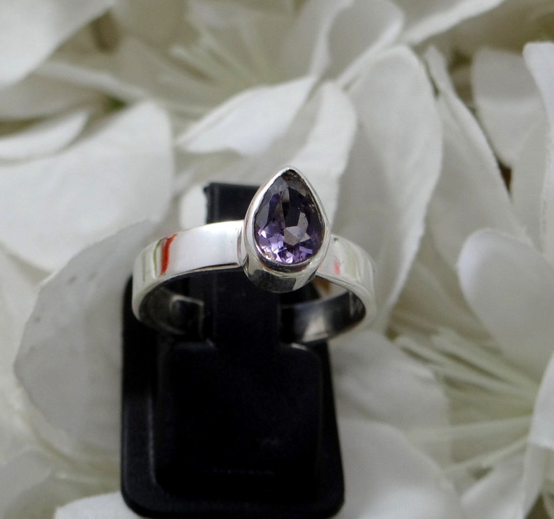 Pear Shape Ring 5,6,7,8,9,10,11 US Ring Size 925 Sterling Silver Jewelry Boho Ring NATURAL AMETHYST Ring Beautiful Hand Made Ring