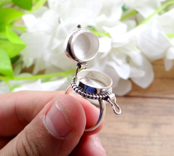 Partywear Ring Poison ring Rainbow Moonstone RIng Unique Ring Silver Poison ring Desginer Ring Gemstone Poison ring Moonstone Ring