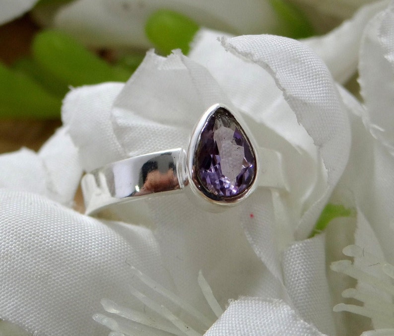 Pear Shape Ring 5,6,7,8,9,10,11 US Ring Size 925 Sterling Silver Jewelry Boho Ring NATURAL AMETHYST Ring Beautiful Hand Made Ring