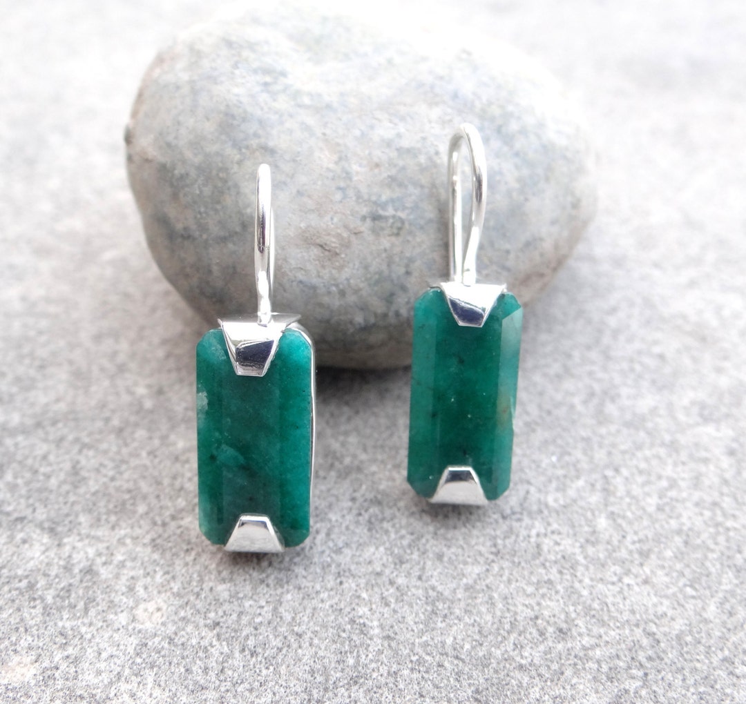 Green Beryl Earring 925 Sterling Silver Jewelry Handmade Etsy