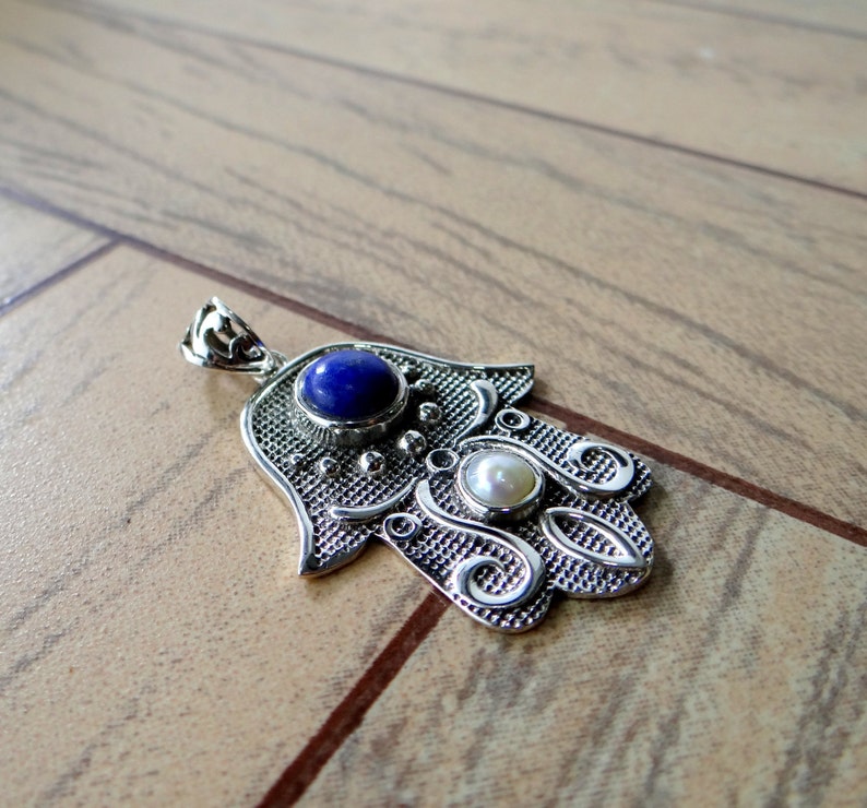Natural LAPIS LAZULIPEARL PendantHealing PendantGraceful Hand Made Pendant925 Sterling Silver JewelryNatural Stone PendantBoho Pendant