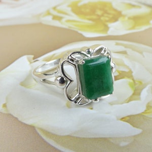 Emerald Green Beryl 925 Sterling Silver Ring-Octagon Shape Ring-Handmade Gemstone Ring-Beryl Boho Silver Ring