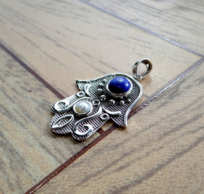Natural LAPIS LAZULIPEARL PendantHealing PendantGraceful Hand Made Pendant925 Sterling Silver JewelryNatural Stone PendantBoho Pendant