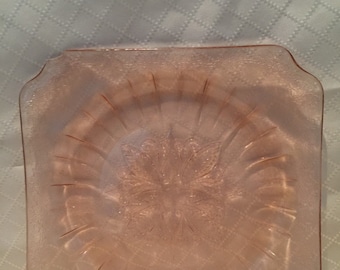 Pink depression jeanette Adam pattern rectangle plate