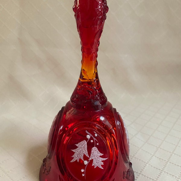 Fenton ruby red medallion with frit and Hollis