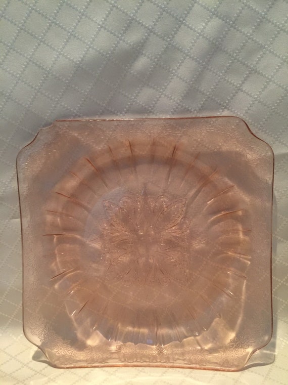 Pink depression jeanette Adam pattern rectangle plate