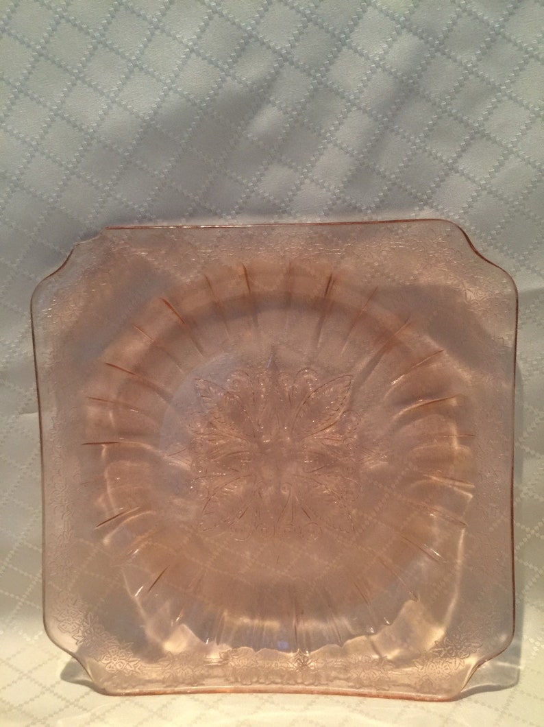 Pink depression jeanette Adam pattern rectangle plate