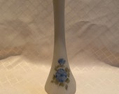 Fenton satin blue dog would flower bud vase artist signed