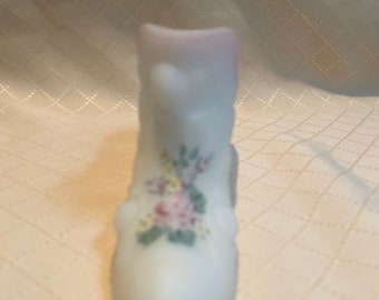 Fenton satin blush rose garden artist signed rose slipper