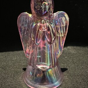 Fenton pink iridized praying angel