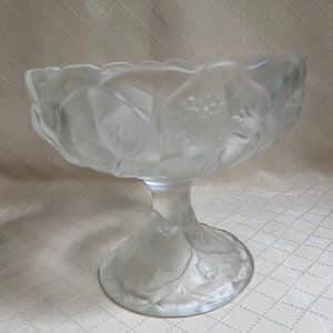 Fenton frosted water lily compote without lid with the tiny chip on the bottom