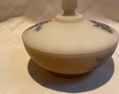 Fenton satin Dogwood blue flowers trinket box artist sound