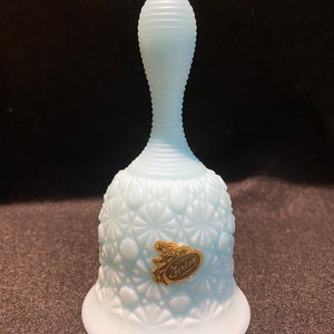 Fenton pastel blue daisy and button bell