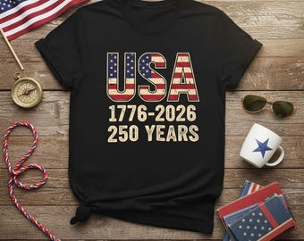 USA 250 Years Bicentennial Patriotic Flag 1776-2026 Graphic Crewneck T-Shirt