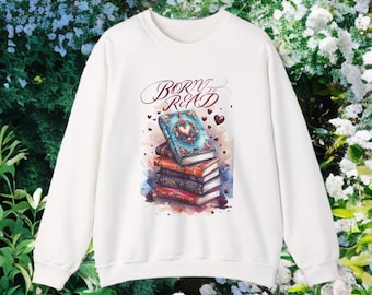 Geboren, um Sweatshirt zu lesen, gemütliches Buch-Liebhaber-Geschenk, Lese-Sweatshirt, literarisches Kleid, ideal für Bücherwurm-Urlaub, Bücherwurm-Pullover-Top