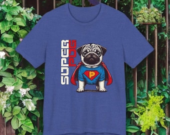 Camiseta Super Pug, Camiseta de Perro Adorable, Camiseta para Amantes de las Mascotas, Regalo para el Mejor Amigo, Regalo para Amantes de los Perros, Camiseta de Perro Pug, Camiseta con Estampado Animal, Camiseta para Amantes de los Pugs