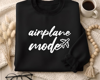 Sudadera Modo Avión - Cómoda sudadera de cuello redondo para viajes, regalo genial para viajeros, amantes de los aviones, entusiastas de la aviación, ropa cómoda para estar en casa
