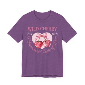 Wild Cherry Short Sleeve Tee, Romantic T-Shirt, Cute Fruit Apparel, Valentine&#39;s Day Gift, Passionate Love Top, Summer Basic