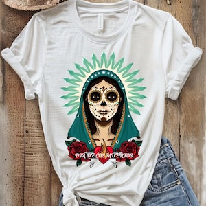 Unisex-T-shirt Dia de los Muertos, shirt dag van de doden, T-shirt suikerschedel, Mexicaanse feestkleding, top Halloween-kostuum, festival
