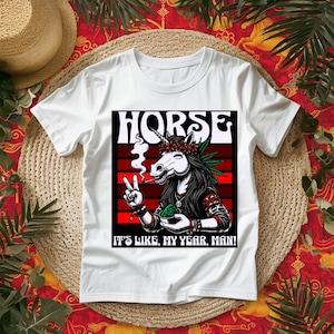 Year of the Horse 2026 Shirt, Funny Pothead Horse T-Shirt, It's My Year Man Retro Graphic Tee, Comfort Colors 1717 Stoner Zodiac Gift