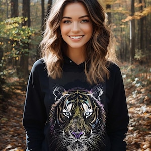 Vibrant Tiger Print Sweatshirt - Graphic Tiger Crewneck - Custom Animal Design Jumper