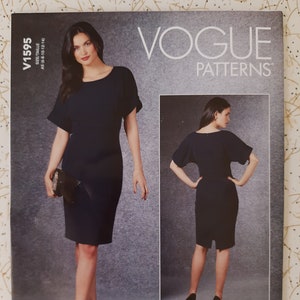 VOGUE DESIGNER Pattern Badgley Mischka day-to-evening sheath Dress with cuffed kimono sleeves 1595 Size 6-14 or 14-22