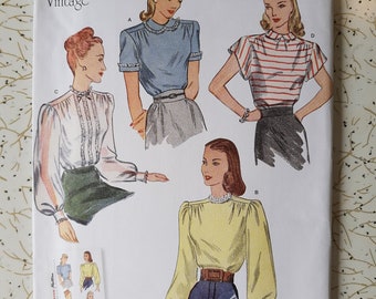 Short or Long Sleeves Vintage Vogue 5760 Sewing Pattern Women/'s Blouse with Puffed Gathered Sleeves Bust 30 in Complete Off Shoulder
