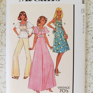 Vintage 70s Sewing Pattern ~ McCalls 8258 ~ Maxi Dress and Bohemian Set ~ Size 6-14 or 16-24