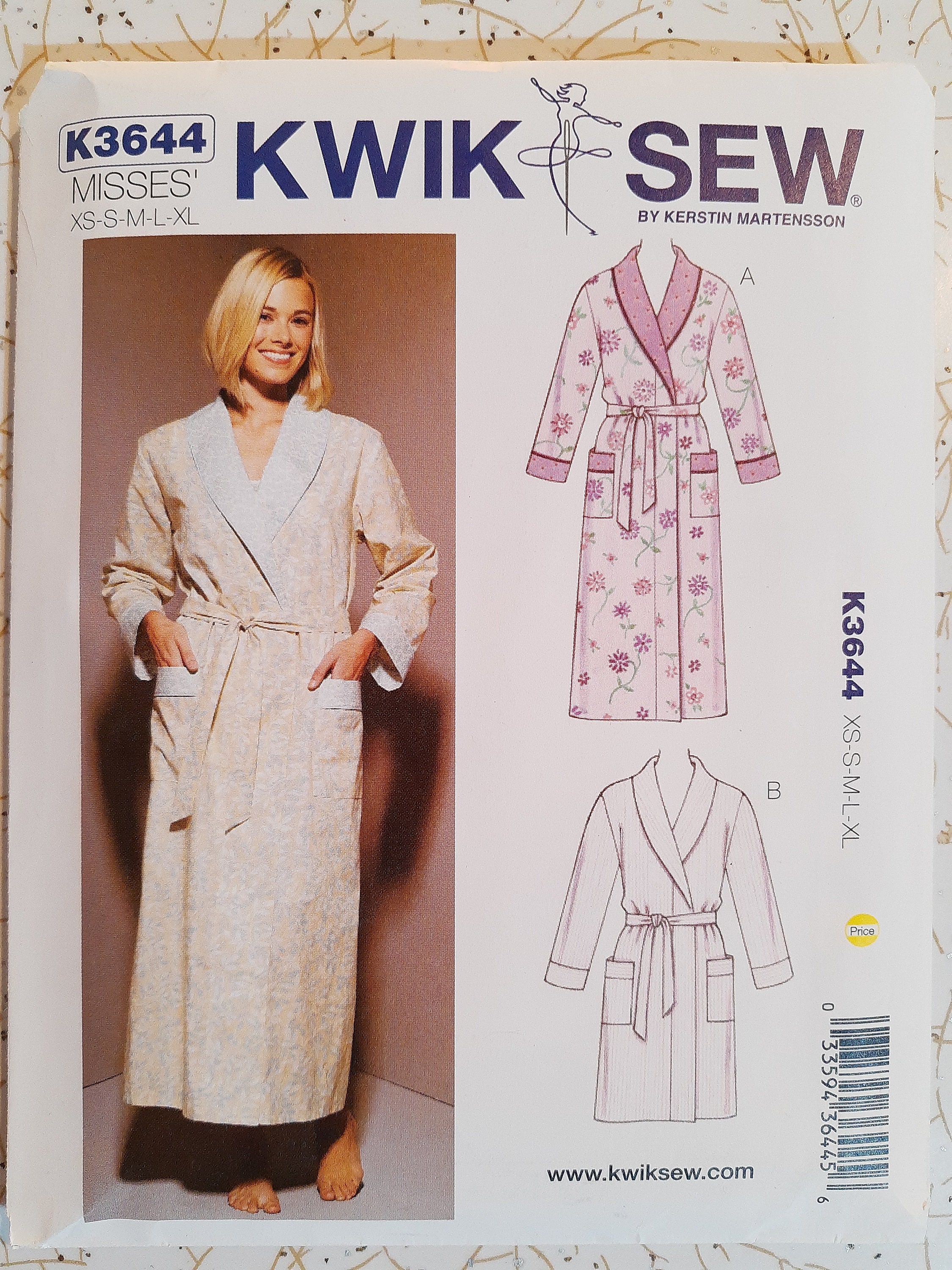 Kwik Sew Dressing Gown Robe Pattern 3644shawl Collar Etsy