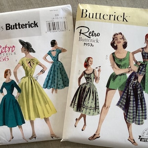 Patrón de vestido vintage de los años 50 de 'Retro' Butterick - Nueva edición 6939 - Talla 6-14 o 16-24