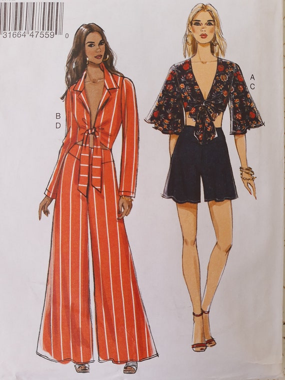 Patrones muy fáciles VOGUE pantalones de pierna ancha con | Etsy España