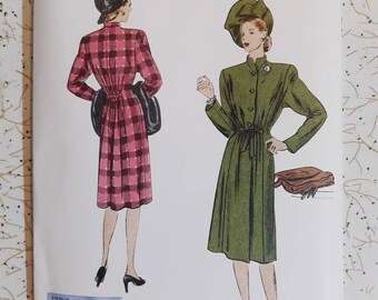Patron Couture VOGUE Vintage Années 1940 - Manteau Et Robe, Taille B34, Neuf