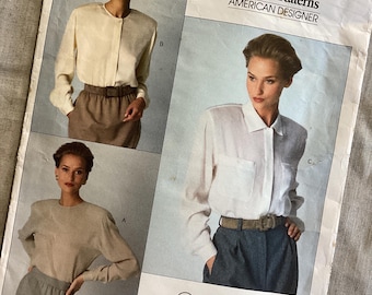 Calvin Klein Vogue Designer Pattern 2397 - Vintage 1980s - Classic oversized Shirt & Blouse