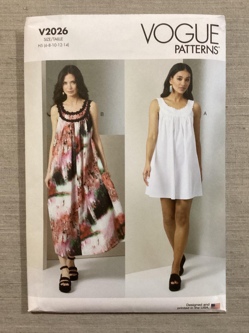 Pattern For Ruffle Loose Dress Vogue Patterns 2026 - Curved Yoke Loose-fitting Dress or Nightie - Etsy