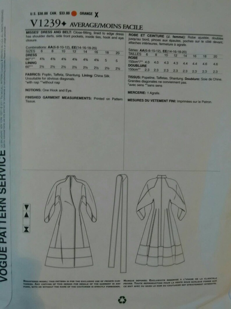 VOGUE AMERICAN DESIGNER Pattern Ralph Rucci wrap Dress Dolman | Etsy