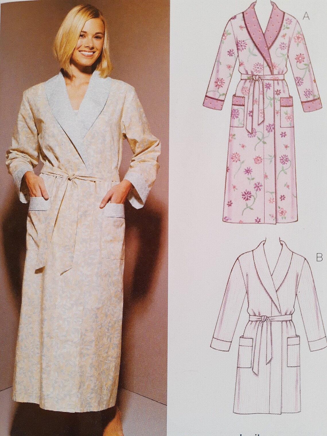 Kwik Sew Dressing Gown Robe Pattern 3644shawl Collar Etsy