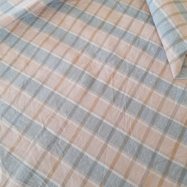 Vintage Linen Tartan Plaid Fabric - Deadstock - Yarn dyed per meter