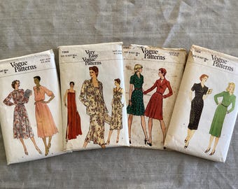 VERLAAGD - Zeer eenvoudige Vogue-patronen - Complete jurken vintage jaren 70